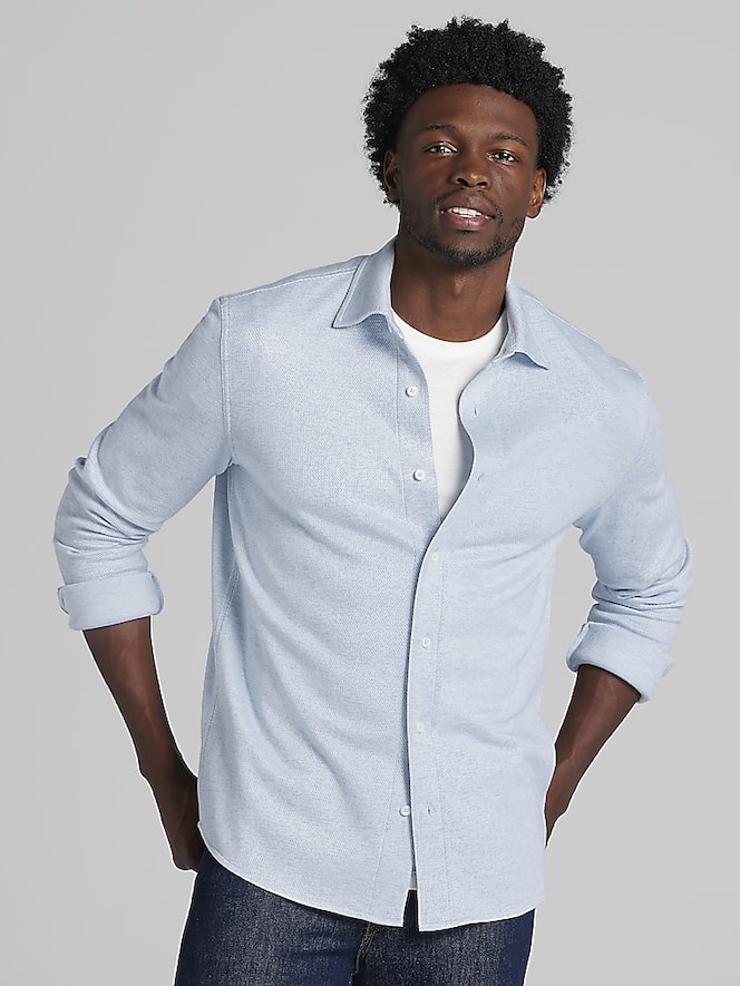 Joseph Abboud Modern Fit Heathered Twill Overshirt