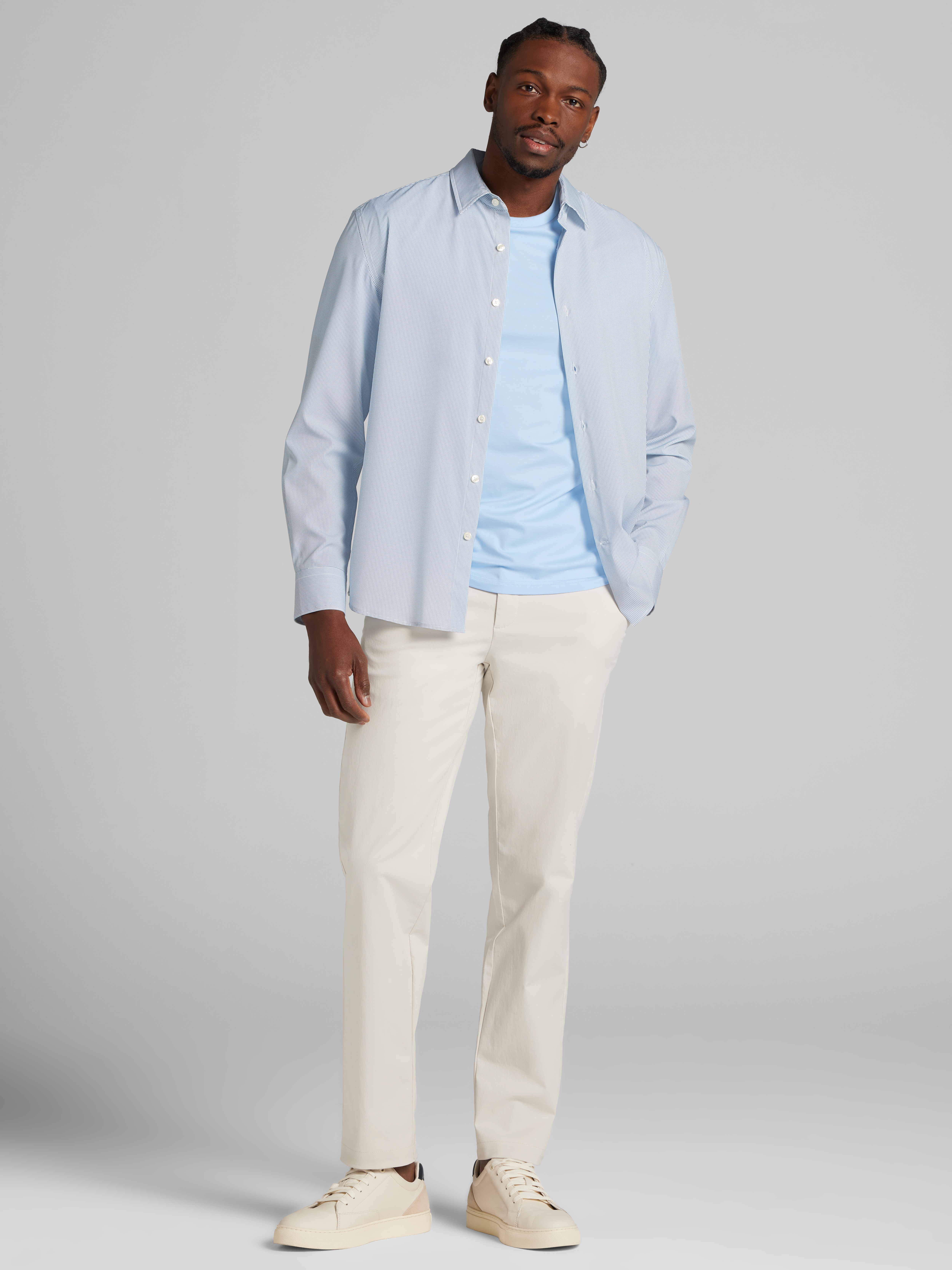 Modern Fit 4-Way Stretch Diamond Button Up Shirt