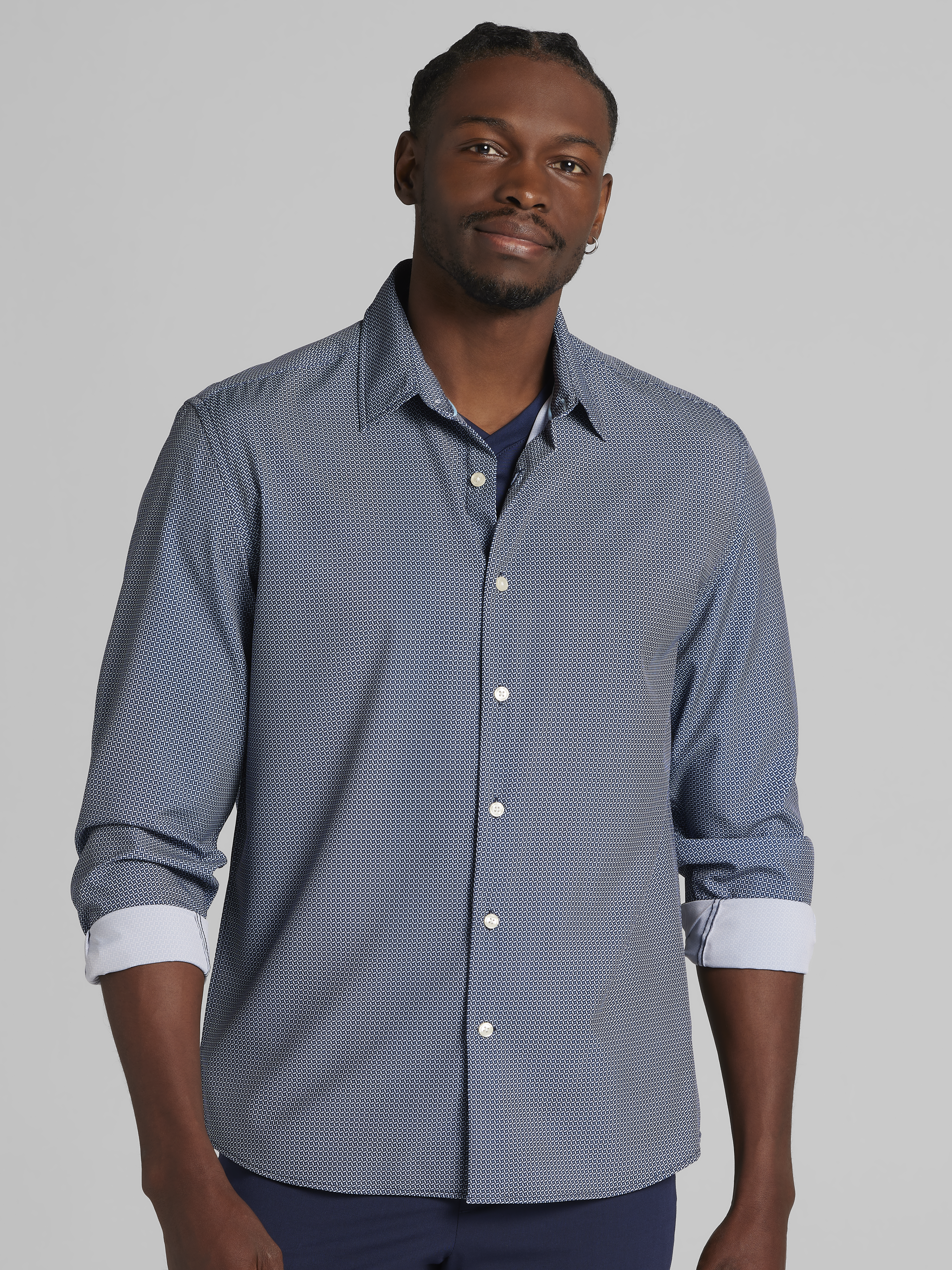 Modern Fit 4-Way Stretch Button Up Shirt