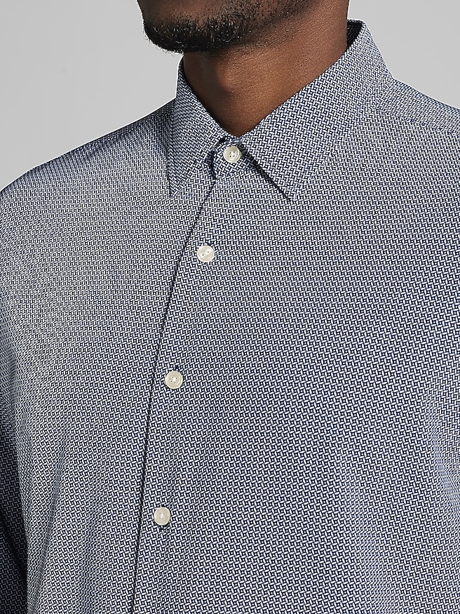 Pronto Uomo Big & Tall Men's Modern Fit 4-Way Stretch Button Up Shirt , Navy / Blue