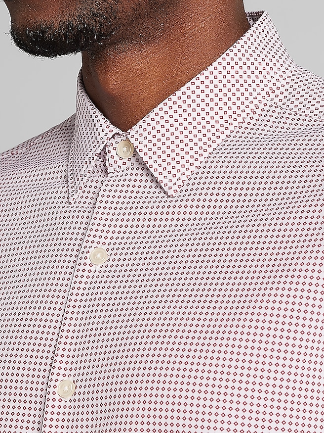 Pronto Uomo Men's Modern Fit 4-Way Stretch Button Up Shirt , Burgundy