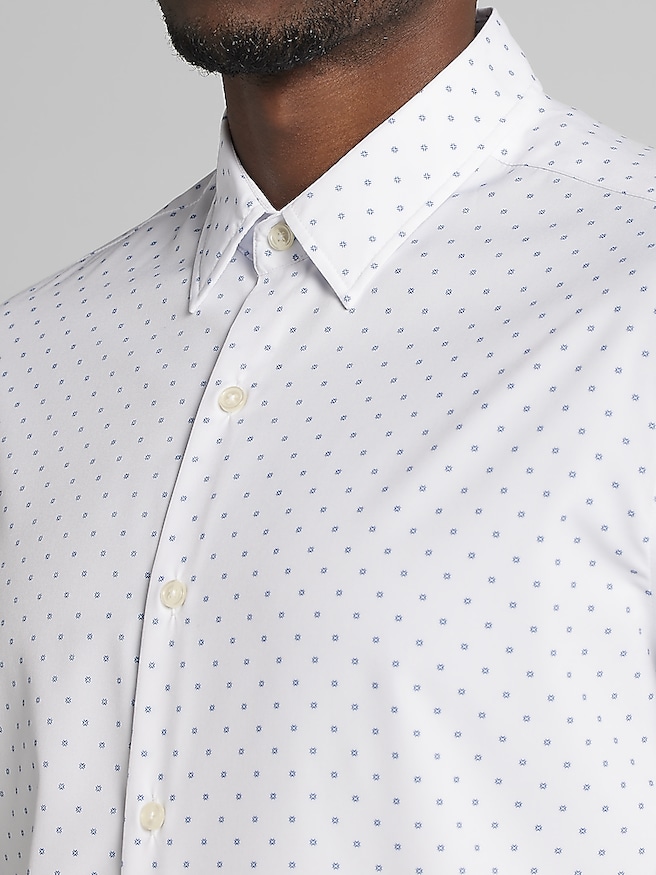 Pronto Uomo Big & Tall Men's Modern Fit 4-Way Stretch Button Up Shirt , Blue