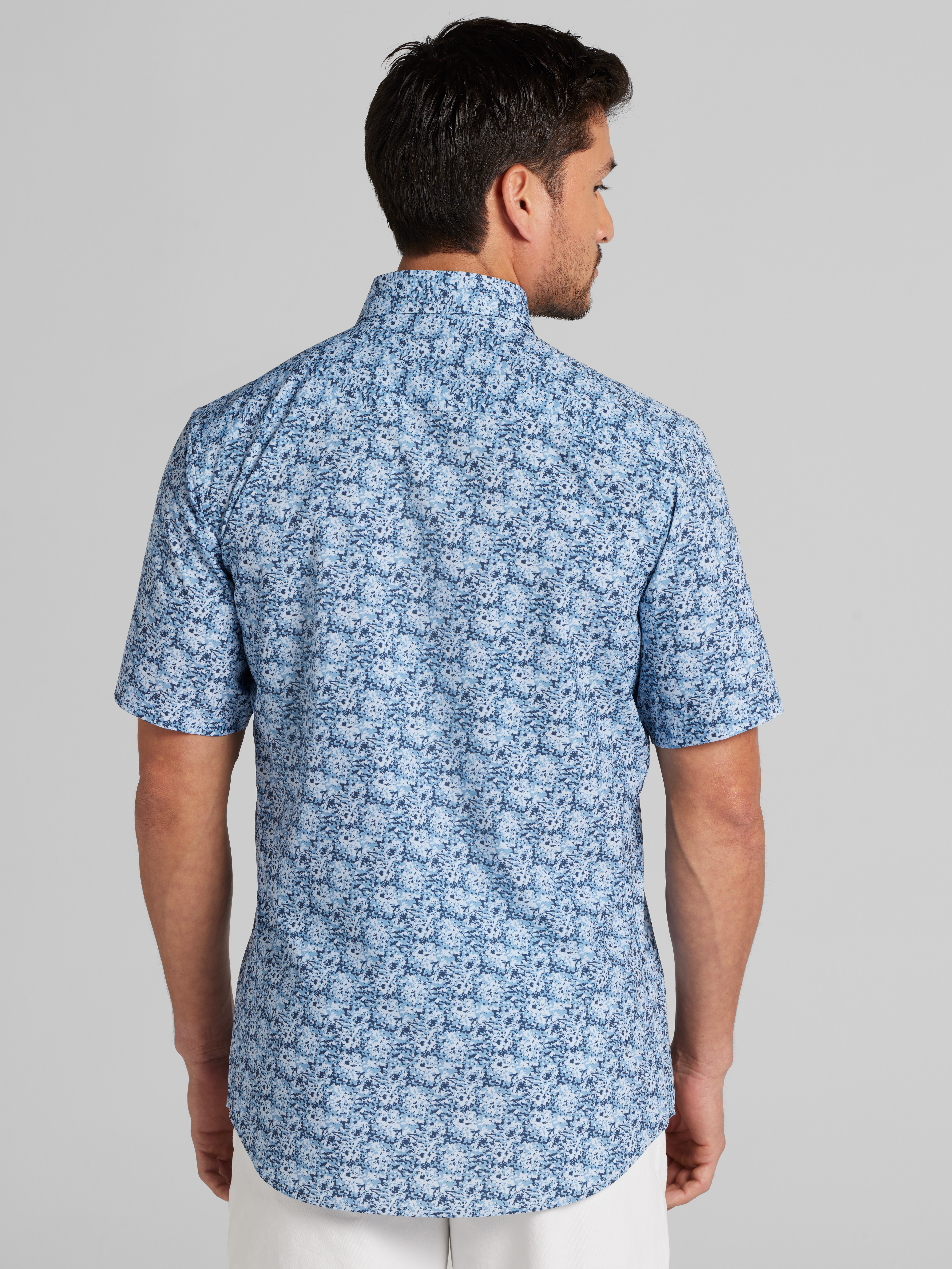 Modern Fit Short Sleeve 4-Way Stretch Button Up Shirt