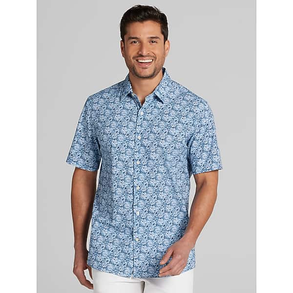 Pronto Uomo Men's Modern Fit 4-Way Stretch Button Up Shirt Blue/Navy - Size: 4XLT - Only Available at Men's Wearhouse TMW6BAR51031