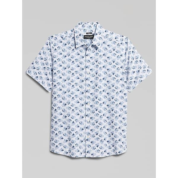 Pronto Uomo Men's Modern Fit 4-Way Stretch Button Up Shirt Blue/Navy - Size: XL - Only Available at Men's Wearhouse TMW6BAT40031