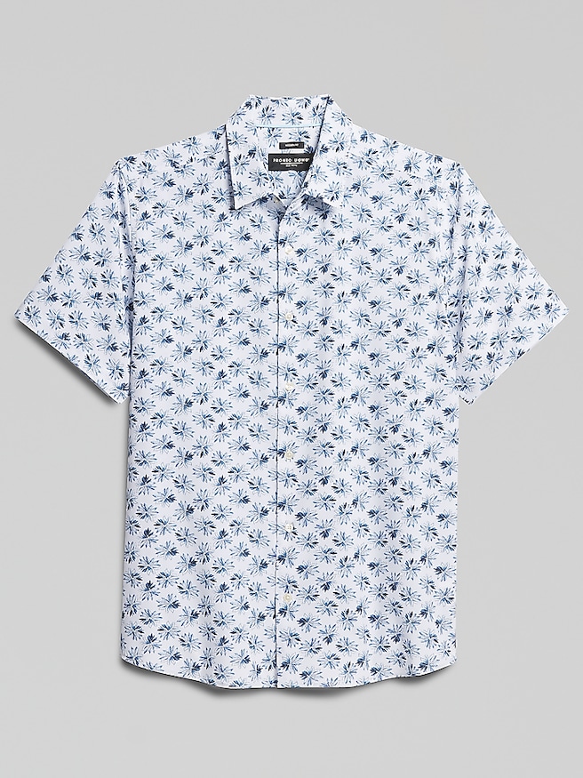 Pronto Uomo Big & Tall Men's Modern Fit 4-Way Stretch Button Up Shirt , Blue/Navy