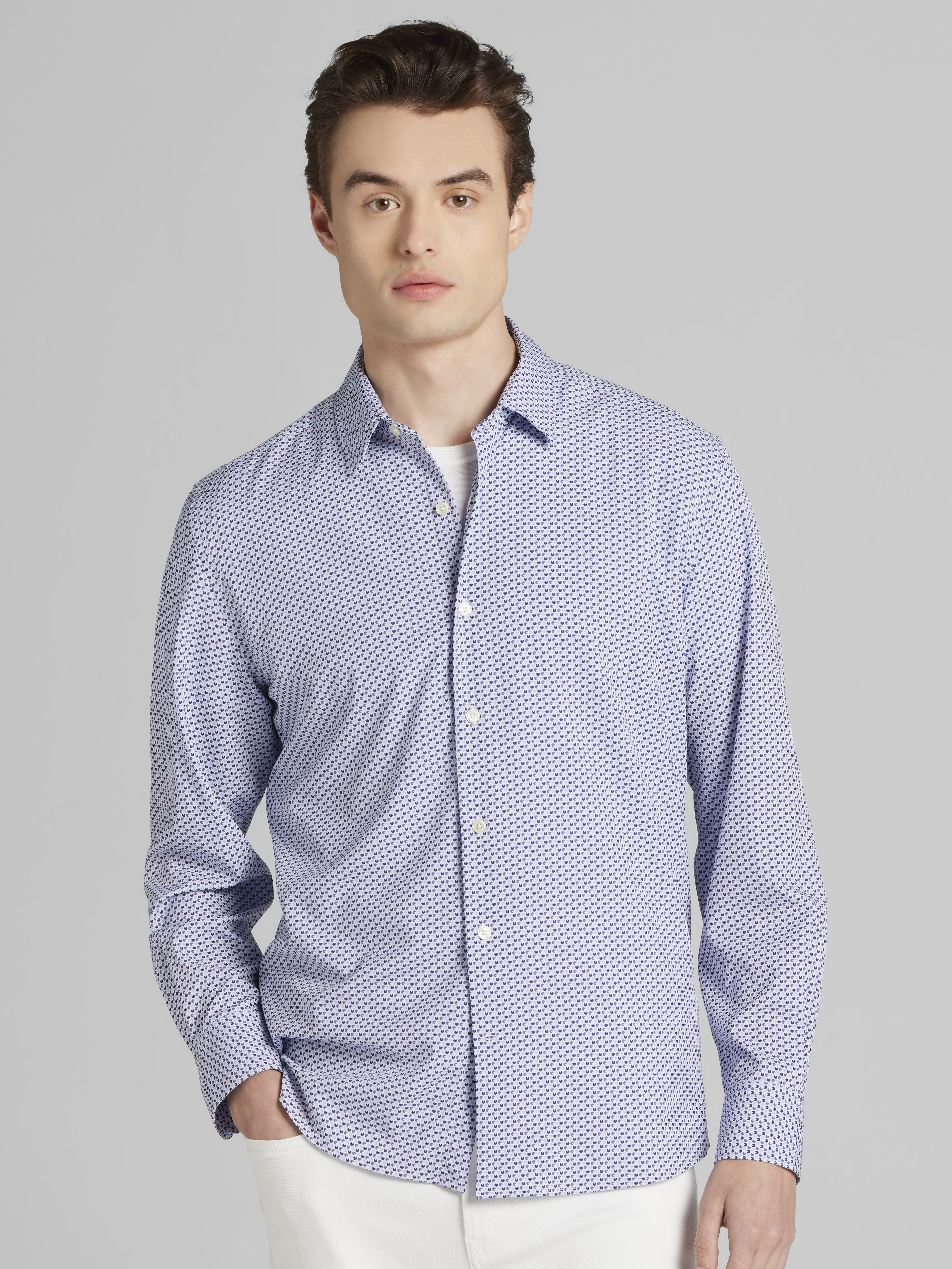 Modern Fit 4-Way Stretch Button Up Shirt