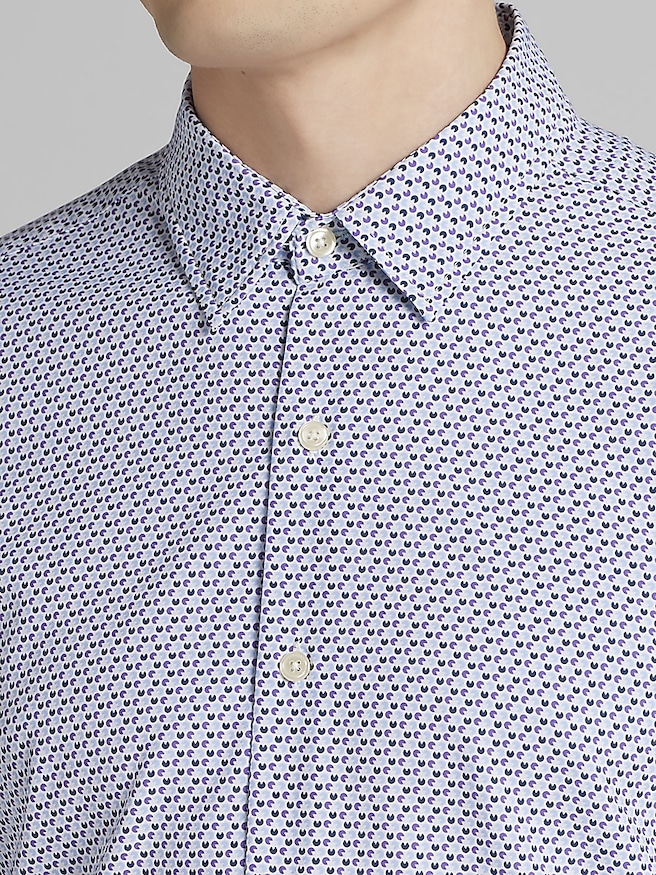 Pronto Uomo Big & Tall Men's Modern Fit 4-Way Stretch Button Up Shirt , Blue/Navy/Purple