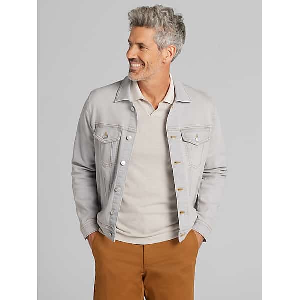 Joseph Abboud Men's Modern Fit Denim Trucker Jacket Grey - Size: Medium TMW6BB620004