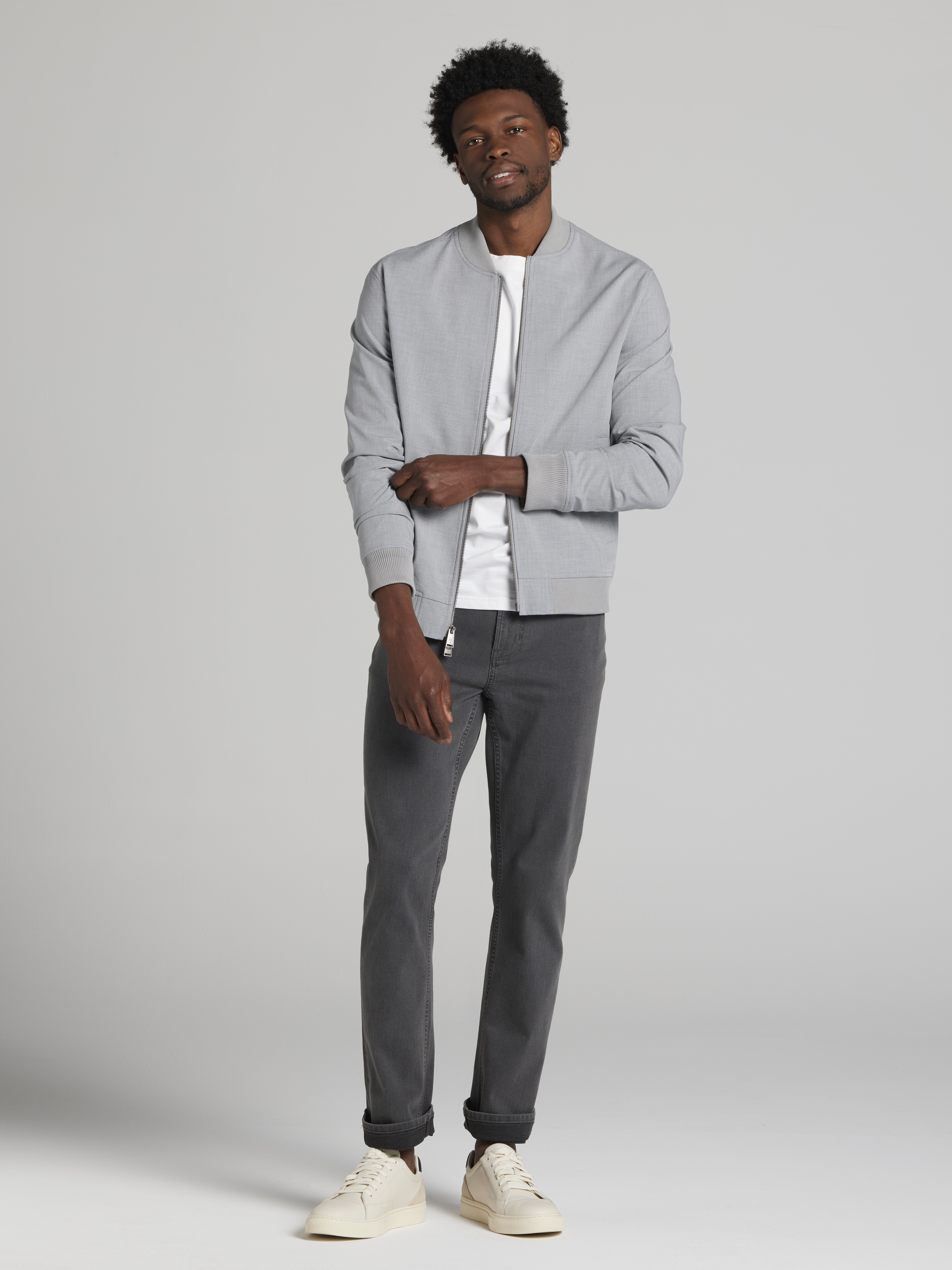 Modern Fit Mini Check Bomber Jacket