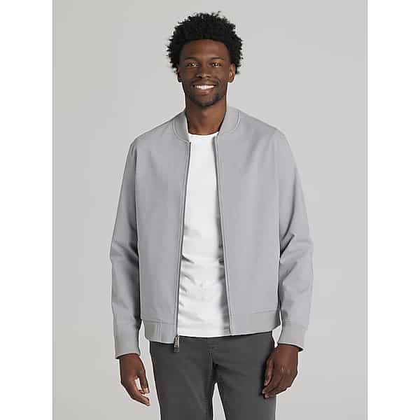 Awearness Kenneth Cole Big & Tall Men's Modern Fit Mini Check Bomber Jacket Light Grey - Size: 4XLT TMW6BBM51004