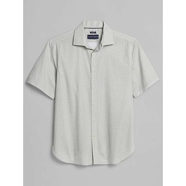 Joseph Abboud Big & Tall Men's Modern Fit Wave Camp Shirt Green - Size: 2XLT