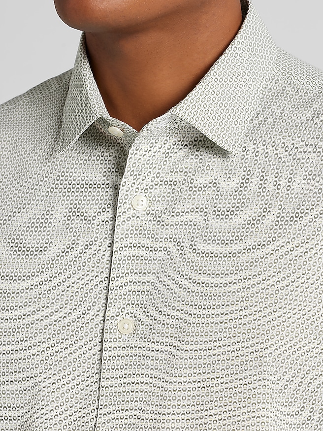 Awearness Kenneth Cole Men's CHILLFLEX Slim Fit Button Up Shirt , Green / White