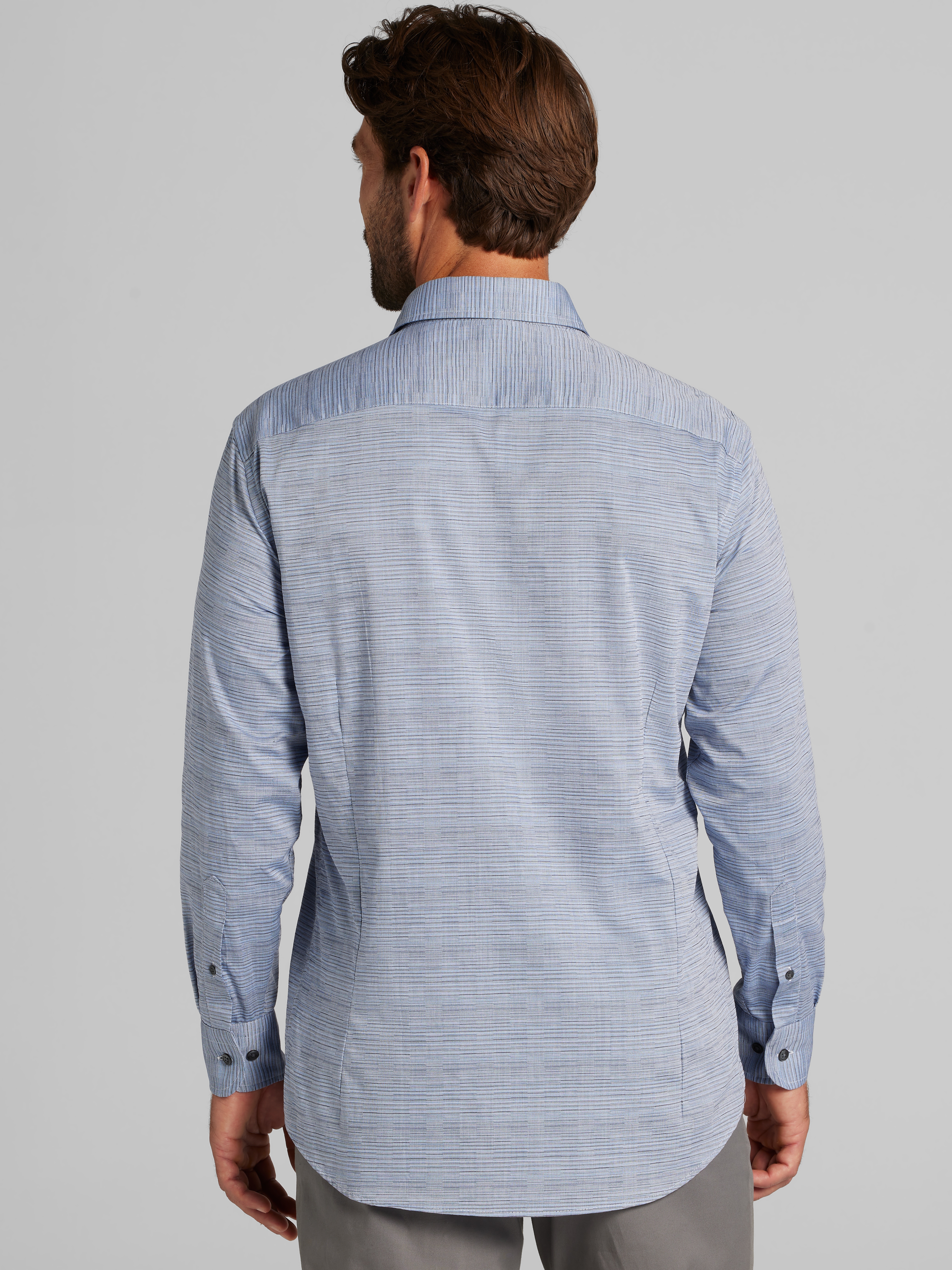Slim Fit Spread Collar Button Up Shirt
