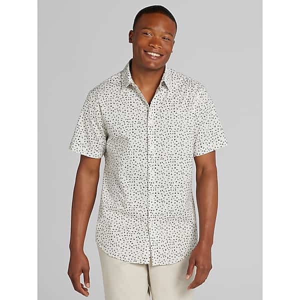 Awearness Kenneth Cole Men's Slim Fit Short Sleeve Button Up Shirt Taupe - Size: 4X TMW6BFB50820