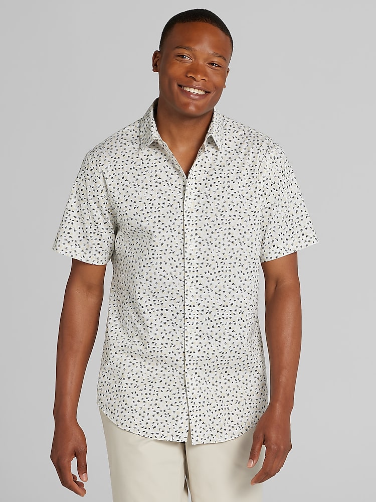Awearness Kenneth Cole Slim Fit Short Sleeve Button Up Shirt
