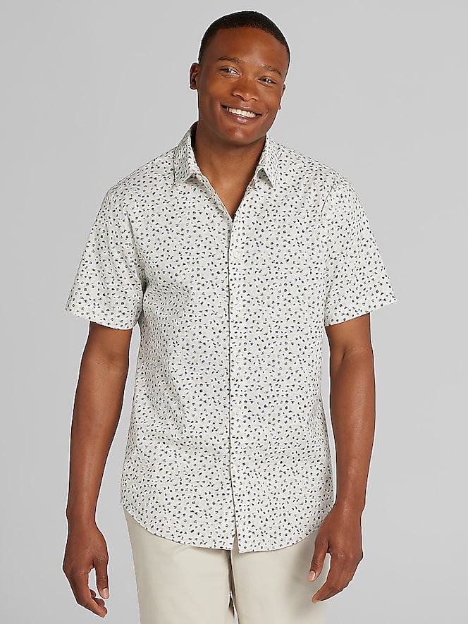Awearness Kenneth Cole Slim Fit Short Sleeve Button Up Shirt