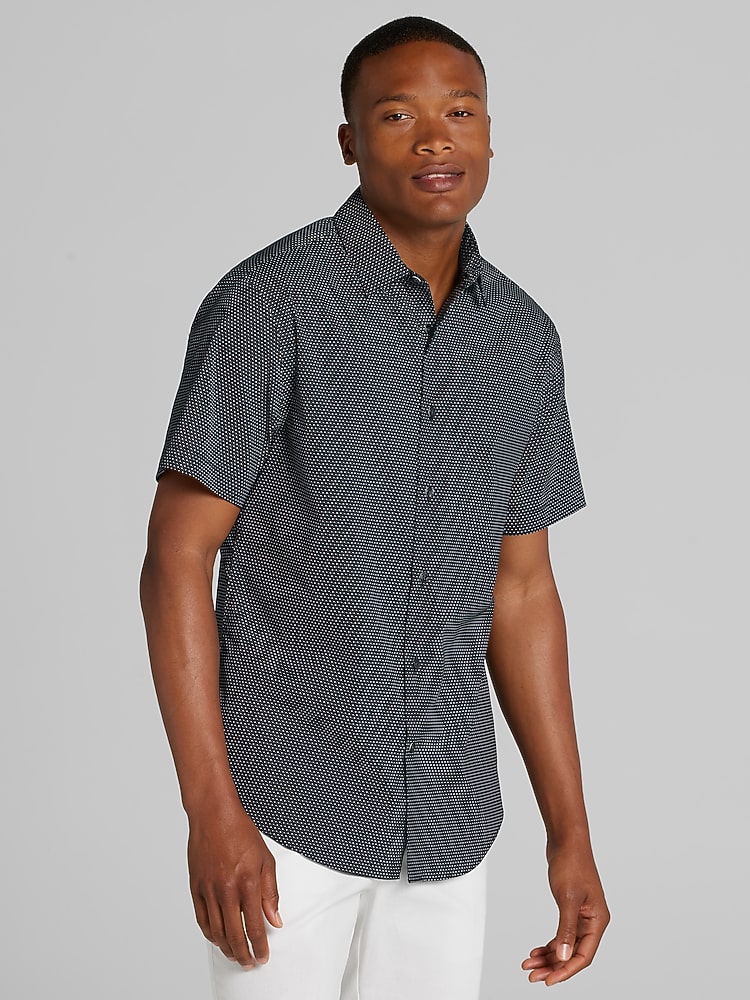 Awearness Kenneth Cole Slim Fit Short Sleeve Button Up Shirt, Black - Big &  Tall - Size: XXL | Short Sleeve Button Up Shirts | Men's Wearhouse