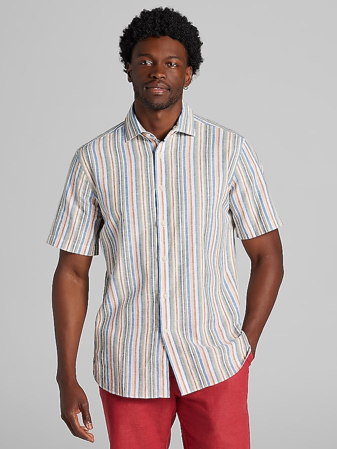 Joseph Abboud Modern Fit Linen Blend Button Up Shirt