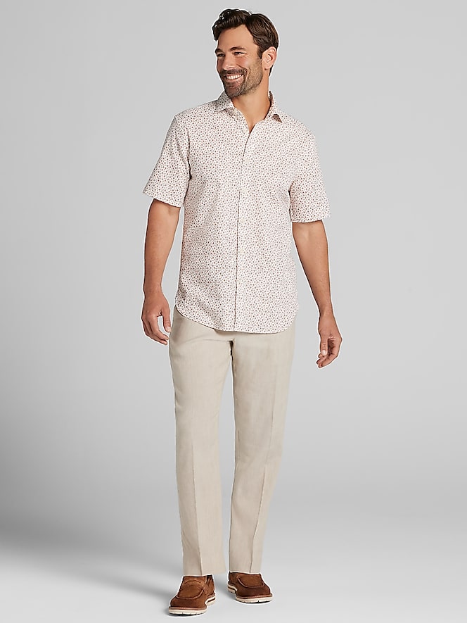 Joseph Abboud Modern Fit Linen Blend Button Up Shirt