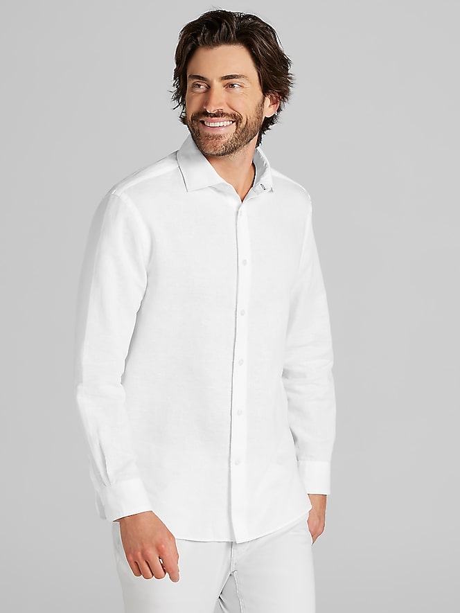 Joseph Abboud Modern Fit Linen Blend Button Up Shirt