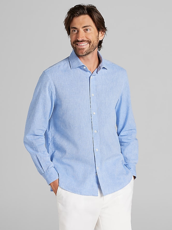 Joseph Abboud Modern Fit Linen Blend Button Up Shirt
