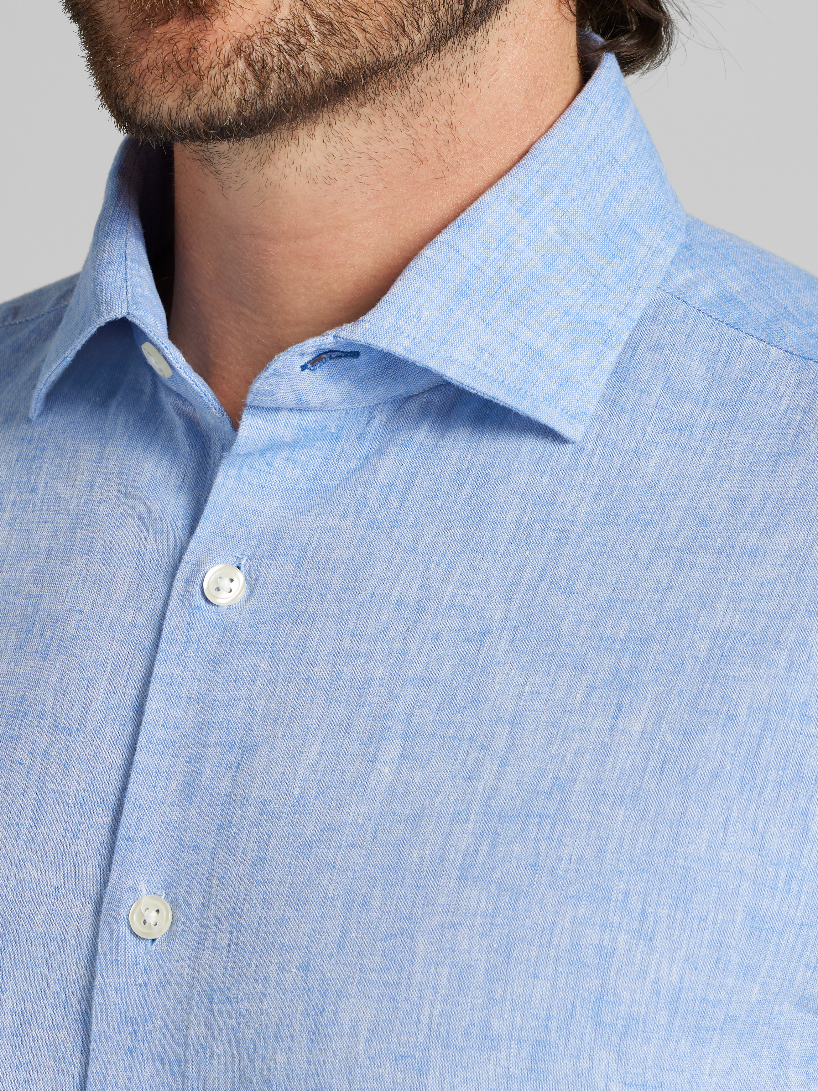 Modern Fit Linen Blend Button-Up Shirt