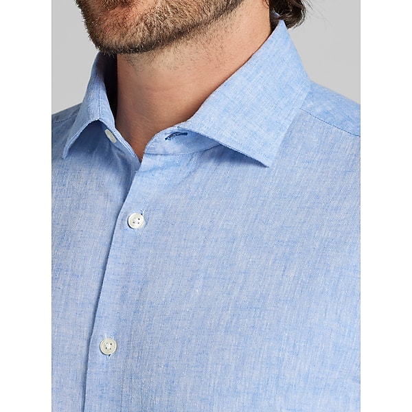 Joseph Abboud Big & Tall Men's Modern Fit Linen Blend Button Up Shirt Light Blue - Size: 2XLT TMW6BG550793