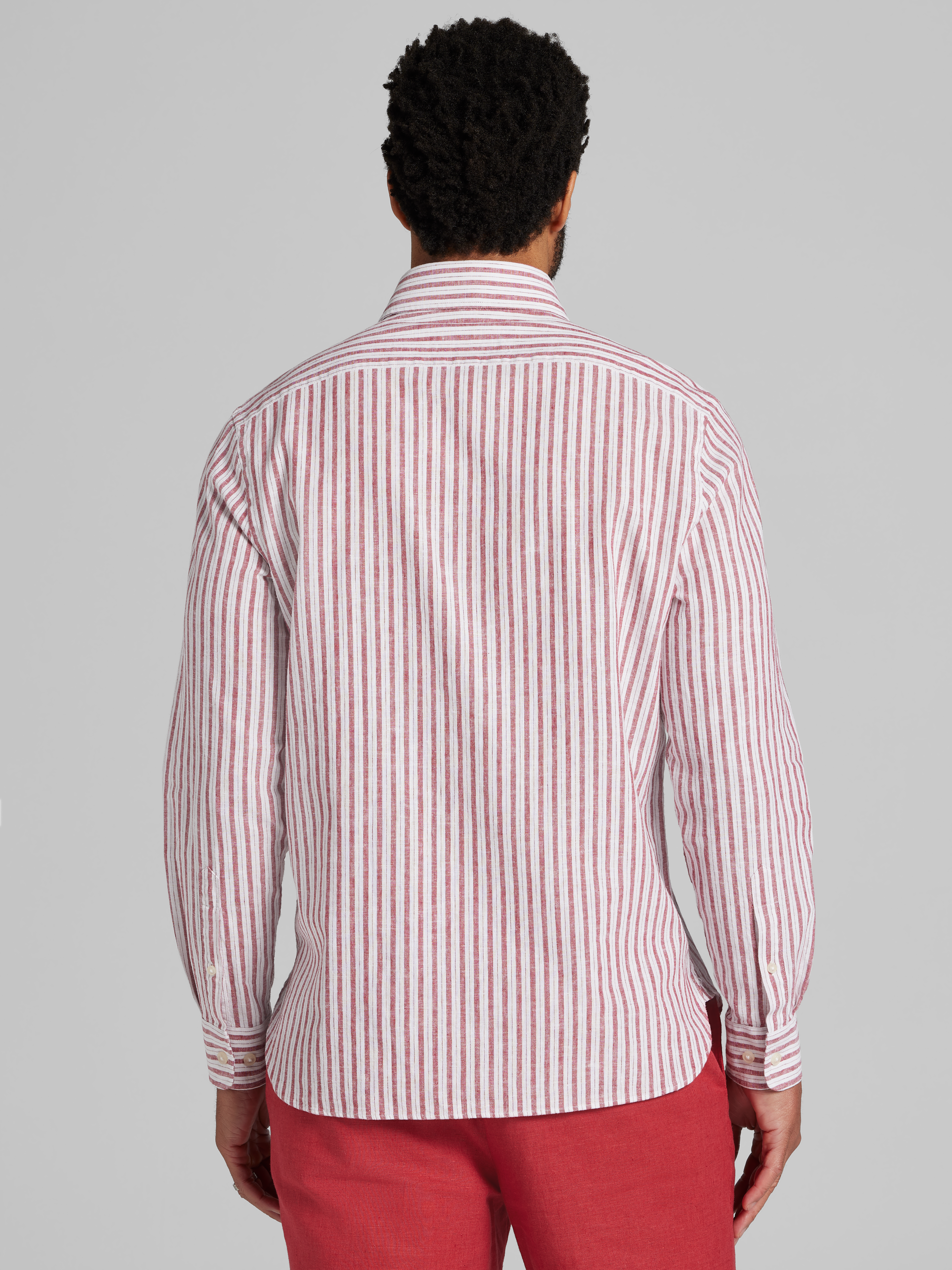 Modern Fit Linen Blend Button Up Shirt