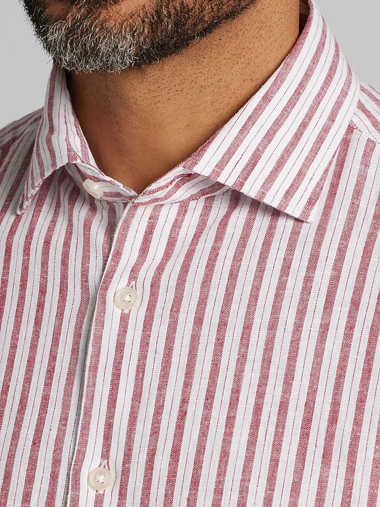 Joseph Abboud Modern Fit Linen Blend Button Up Shirt, Red | Long Sleeve  Button Up Shirts | Men's Wearhouse