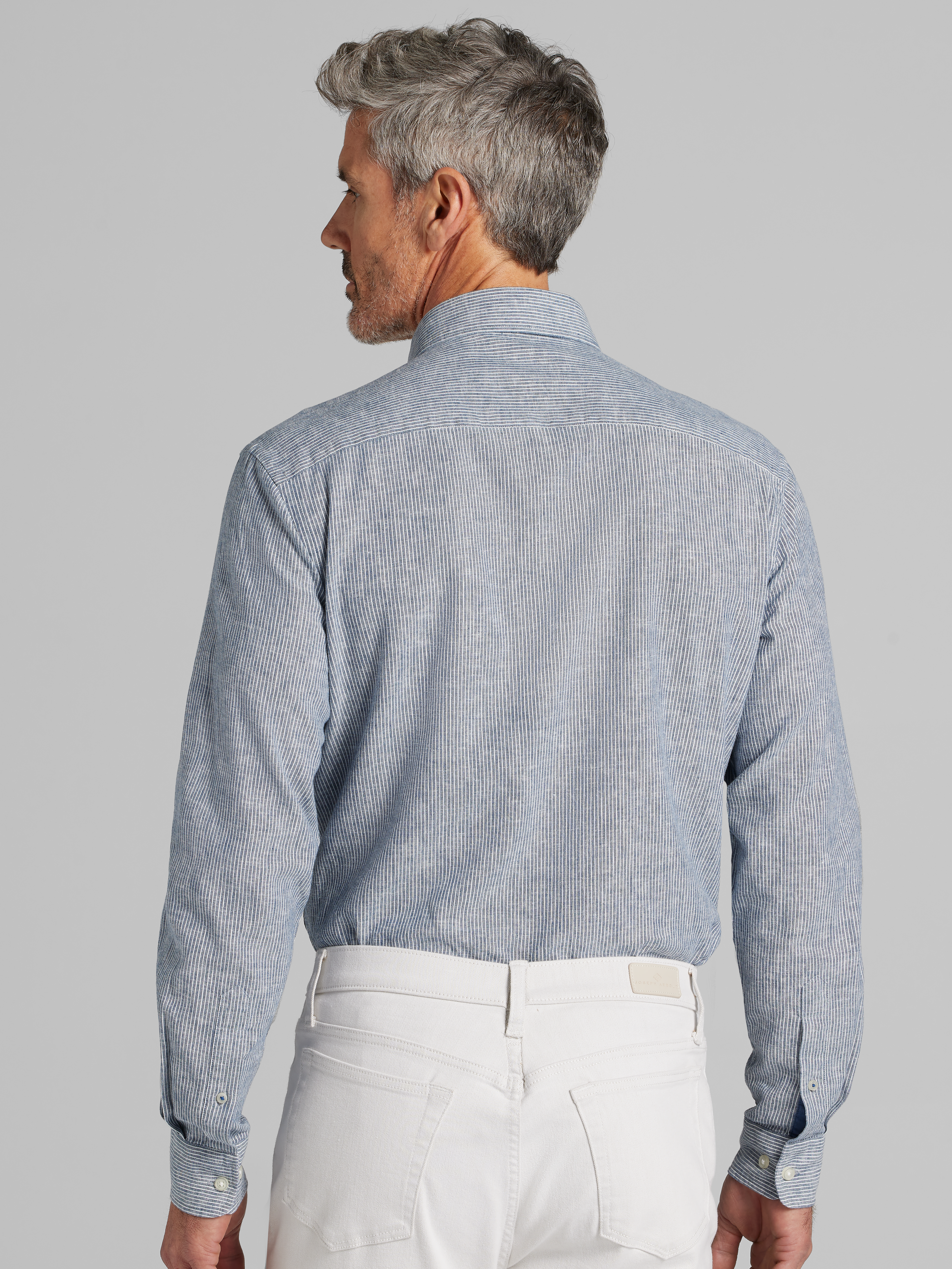 Modern Fit Linen Blend Button Up Shirt