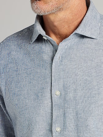 Modern Fit Linen Blend Button Up Shirt