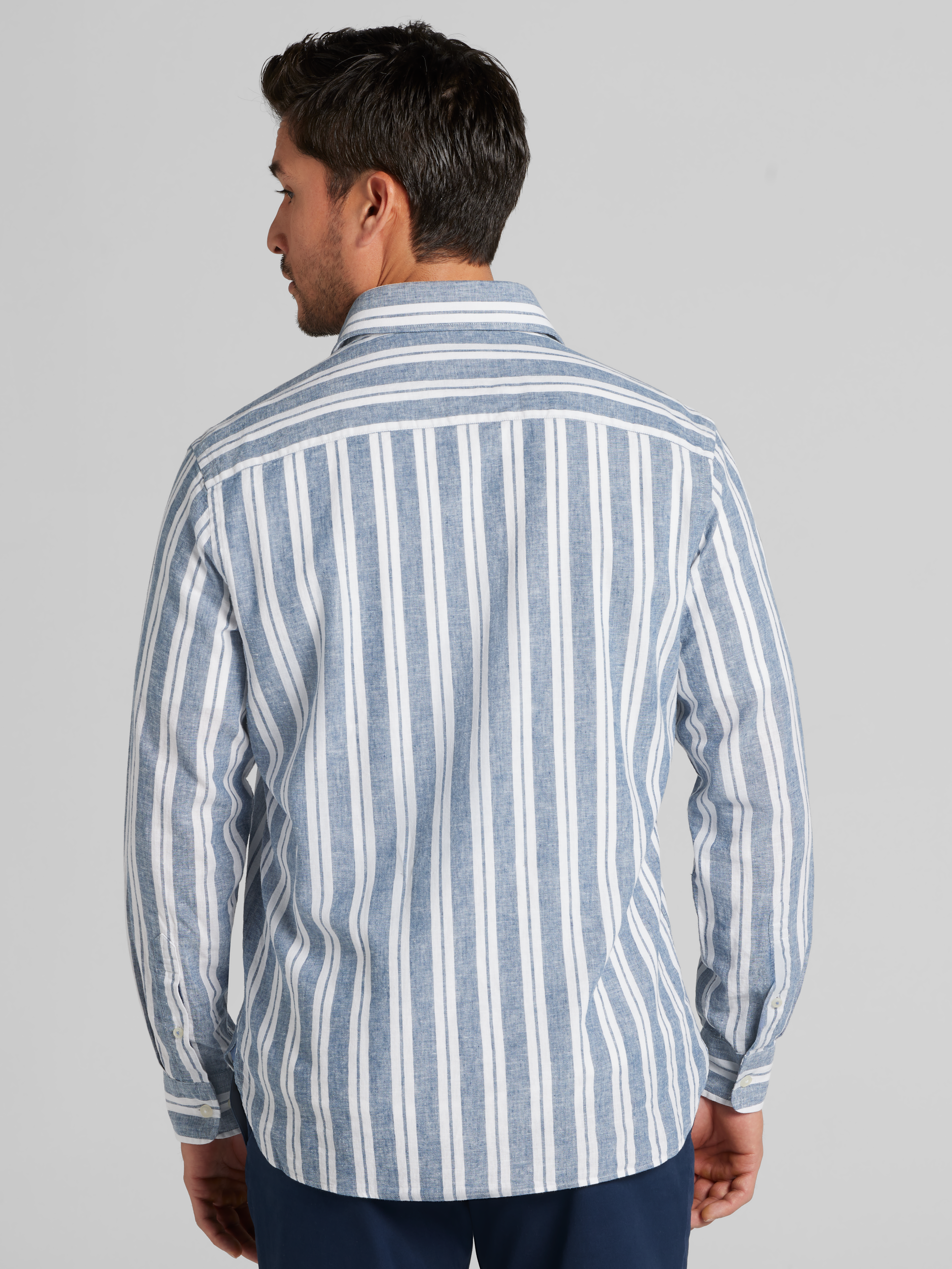 Modern Fit Linen Blend Button Up Shirt