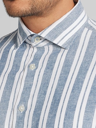 Modern Fit Linen Blend Button Up Shirt