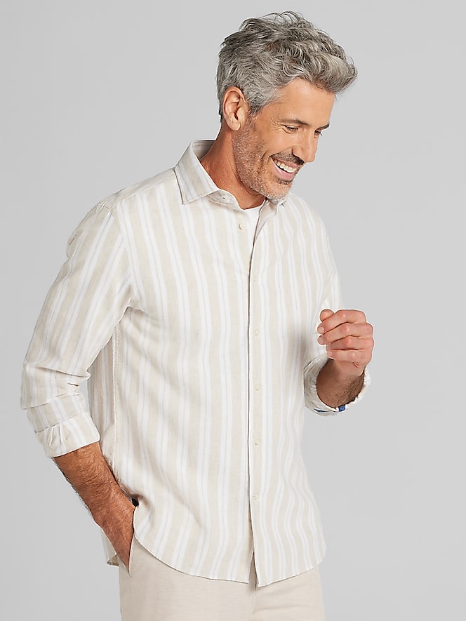 Joseph Abboud Modern Fit Linen Blend Button Up Shirt