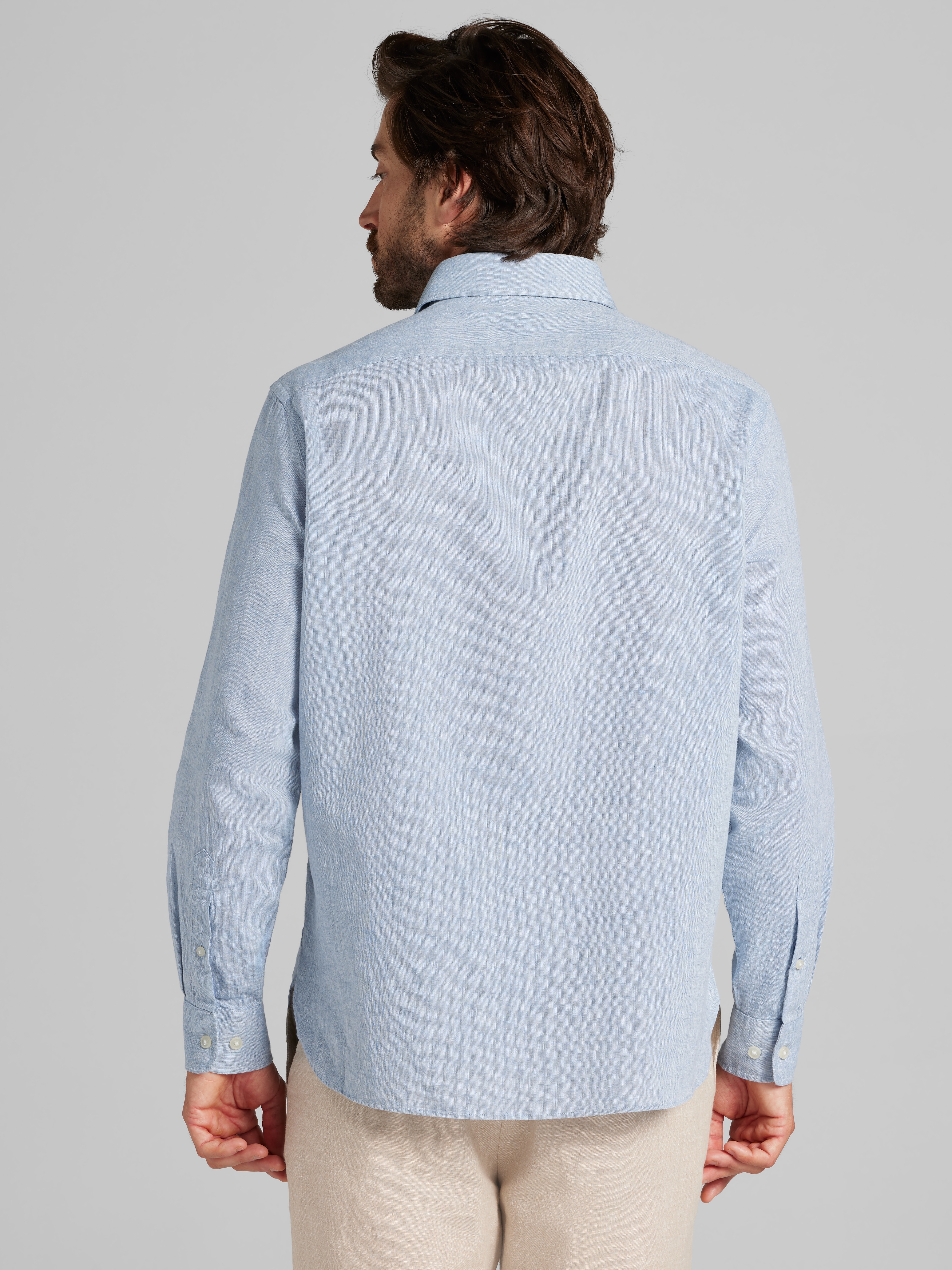 Modern Fit Linen Blend Button Up Shirt