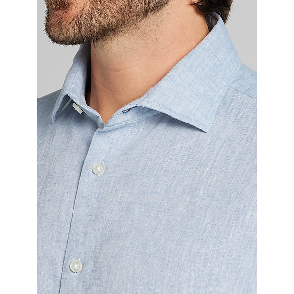 Joseph Abboud Big & Tall Men's Modern Fit Linen Blend Button Up Shirt Chambray - Size: 3XLT TMW6BGH50993