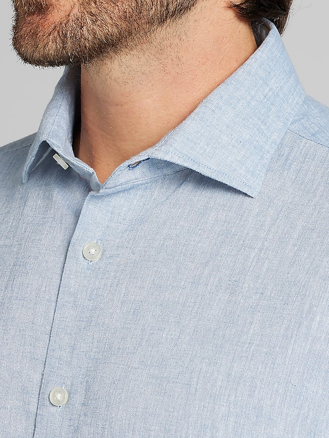 ★★ ★★ Linen blend button down shirt T12F1WS Joseph Abboud Modern Fit Linen Blend Button Up Shirt