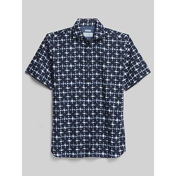 Joseph Abboud Big & Tall Men's Modern Fit Linen Blend Button Up Shirt Blue/Navy - Size: 2X TMW6BGM50201