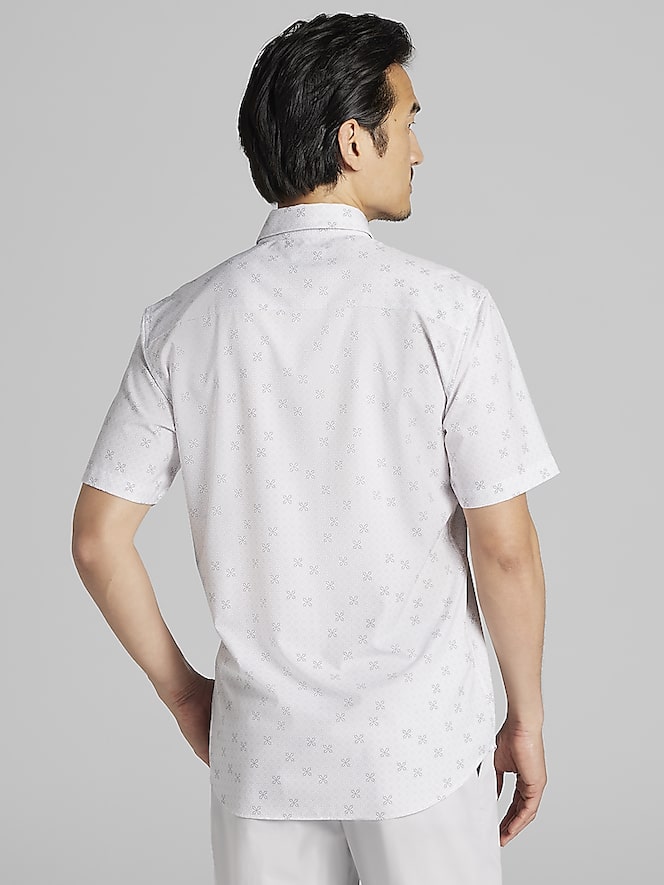 Awearness Kenneth Cole Slim Fit 4-Way Stretch Short Sleeve Button Up Shirt