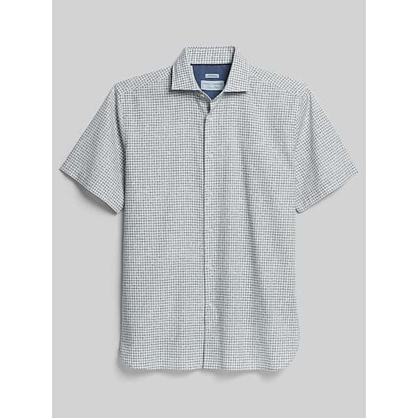 Joseph Abboud Big & Tall Men's Modern Fit Linen Blend Button Up Shirt Navy - Size: 2XLT TMW6BGT50701