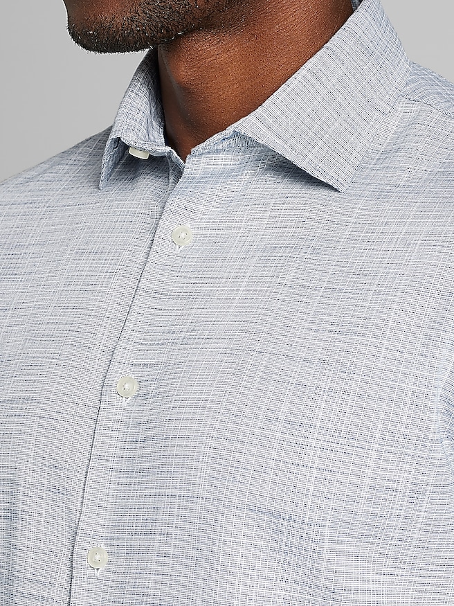 Joseph Abboud Men's Modern Fit Cotton Button Up Shirt , Navy / Blue