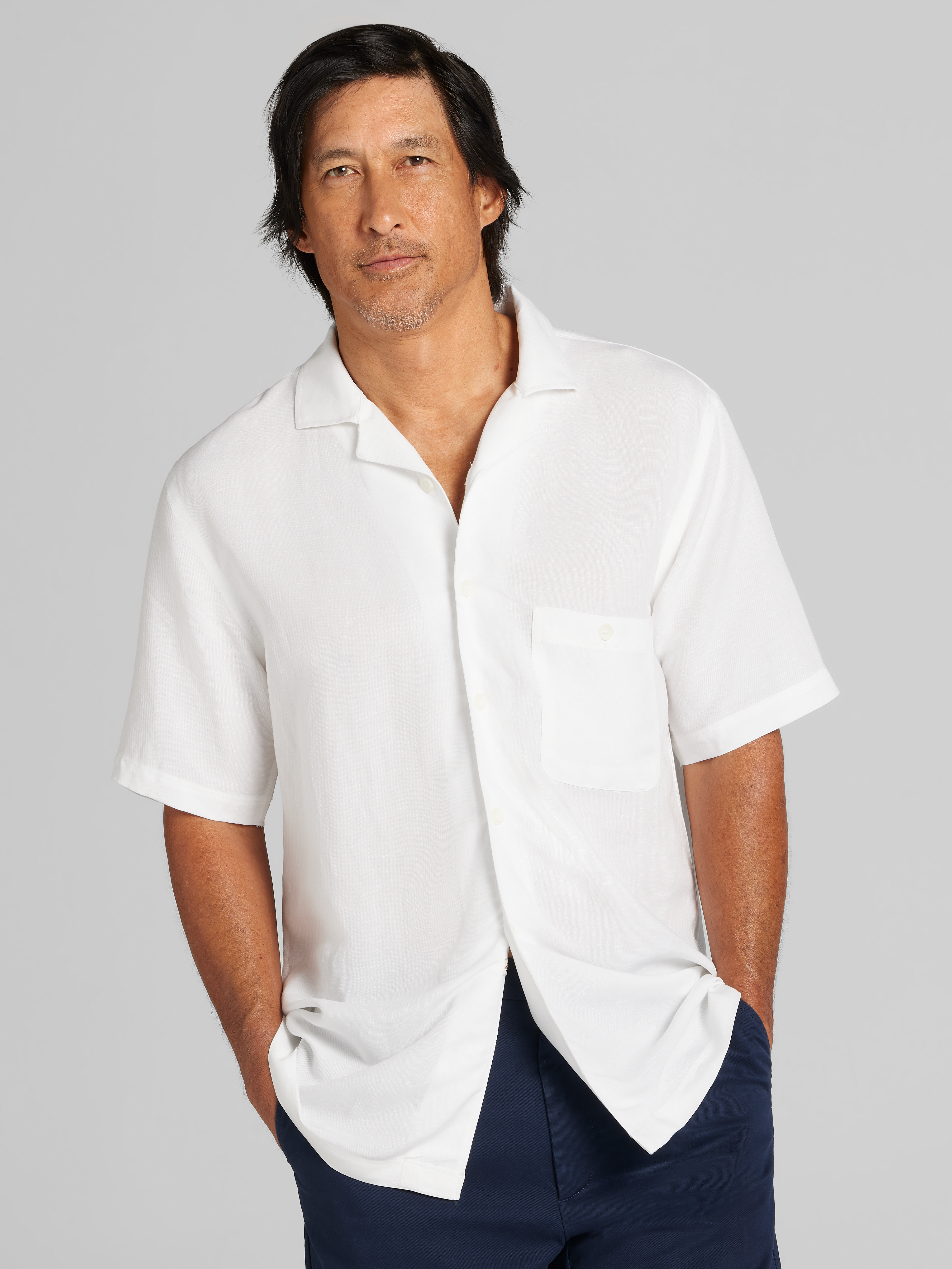Modern Fit Woven Camp Shirt