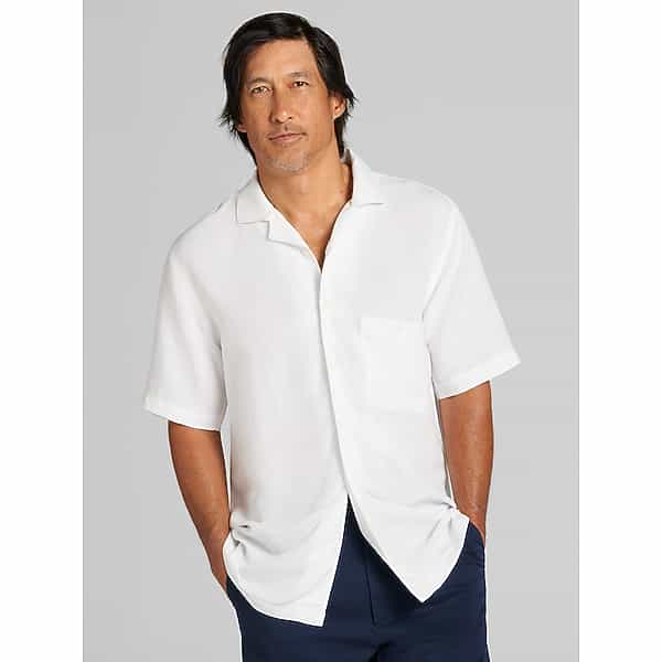 Joseph Abboud Men's Modern Fit Woven Camp Shirt White - Size: XL TMW6BGY40010