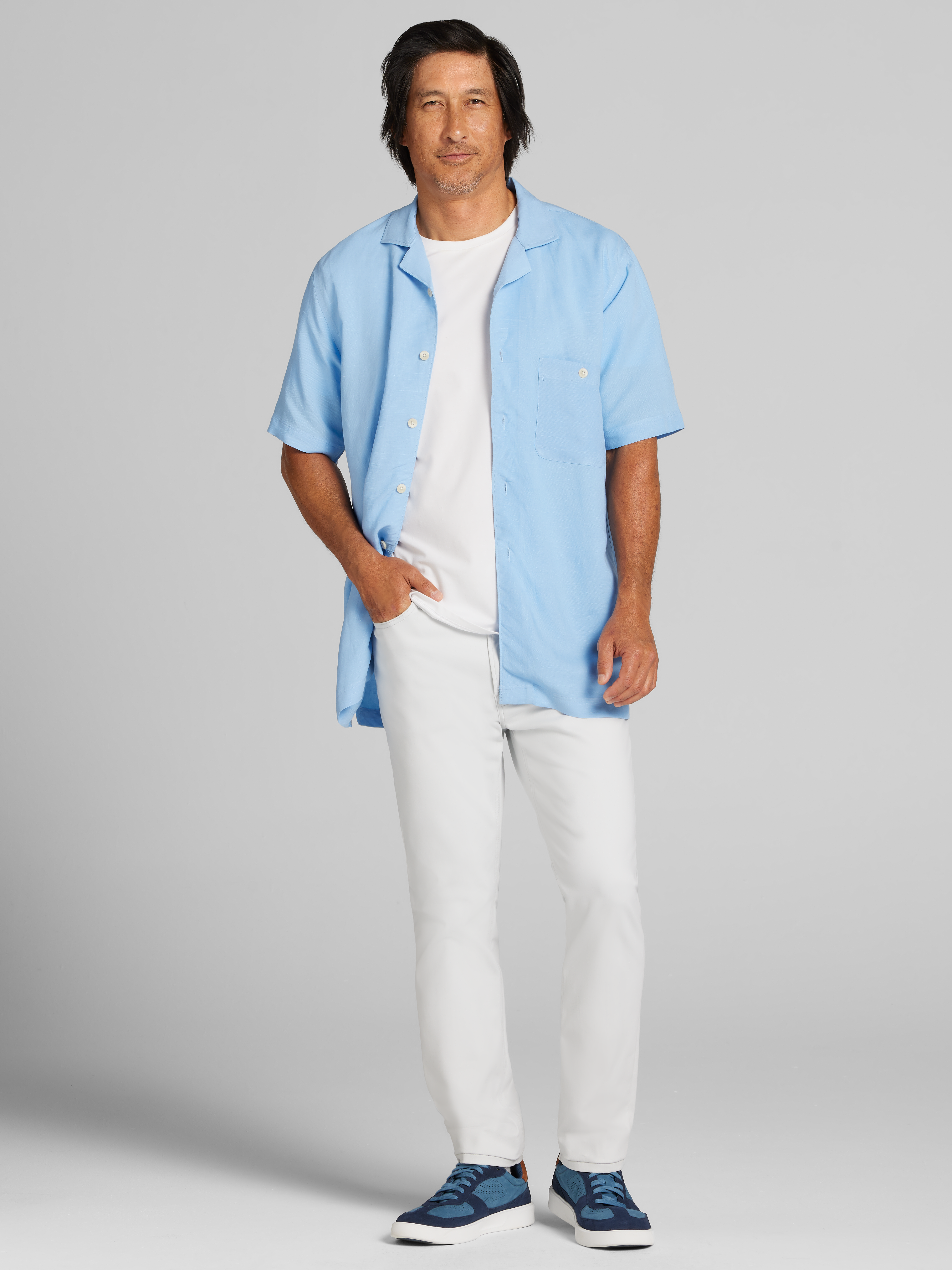 Modern Fit Woven Camp Shirt