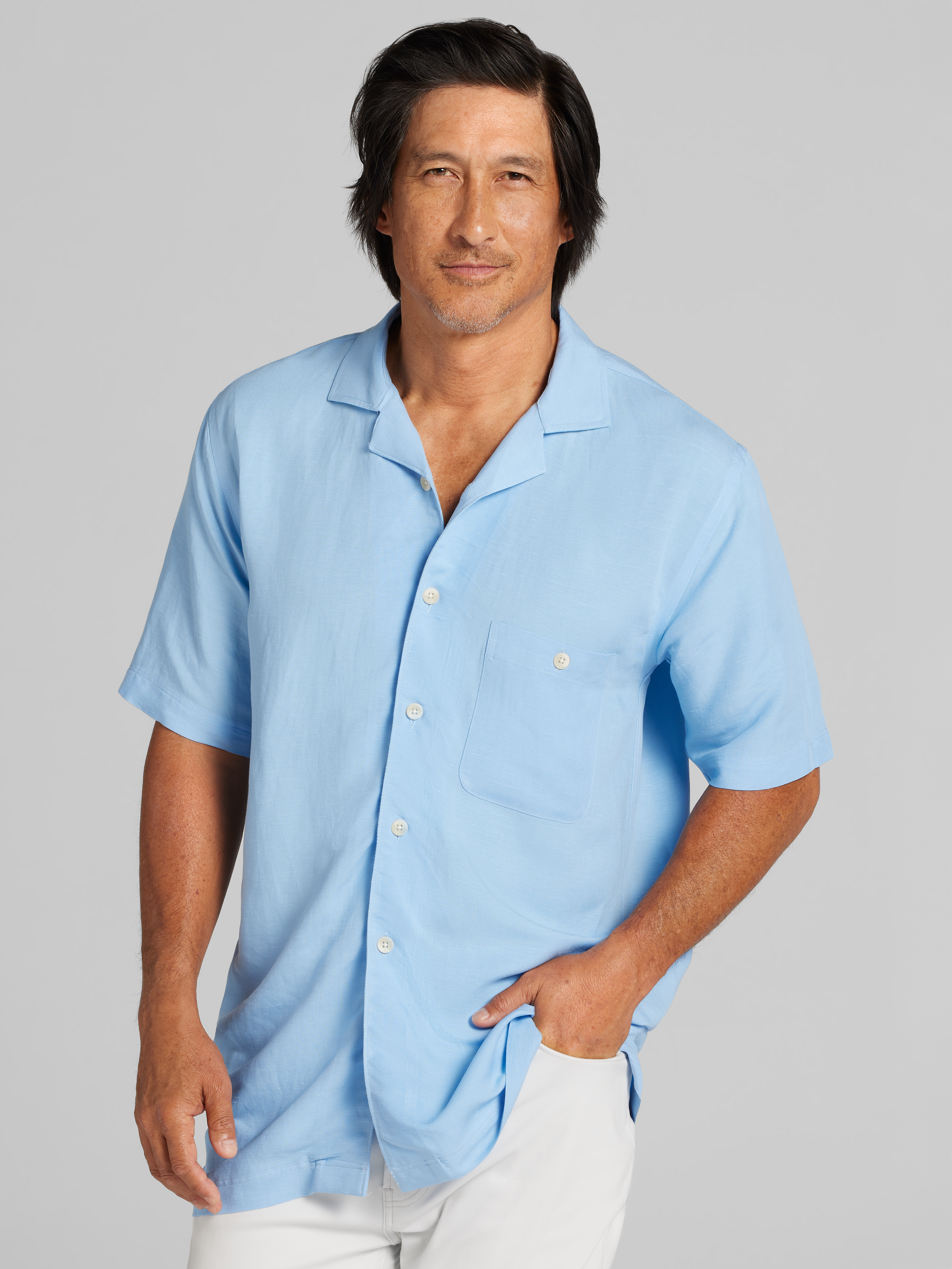 Modern Fit Woven Camp Shirt