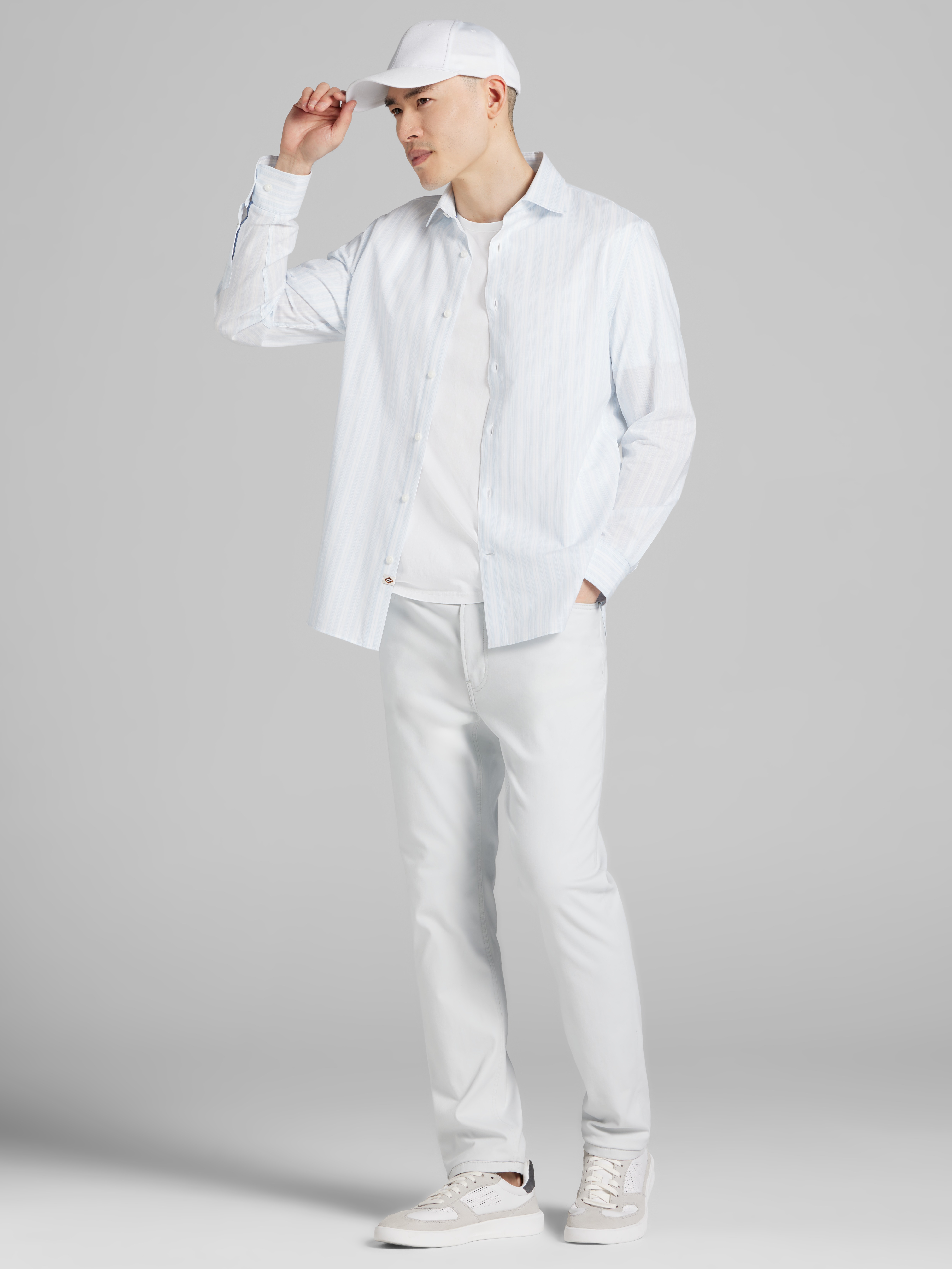 Modern Fit Multistripe Button Up Shirt