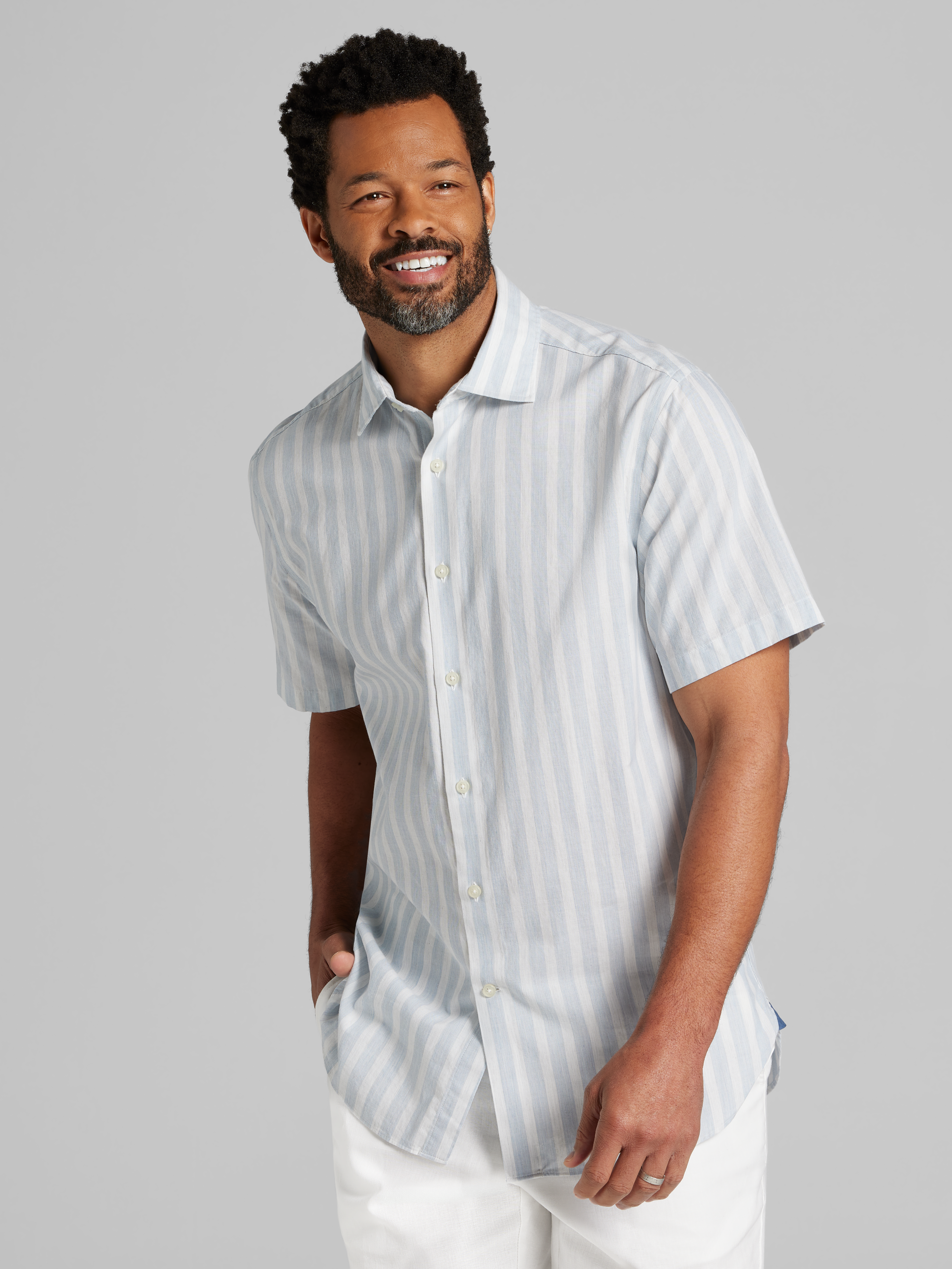 Modern Fit Cotton Button Up Shirt