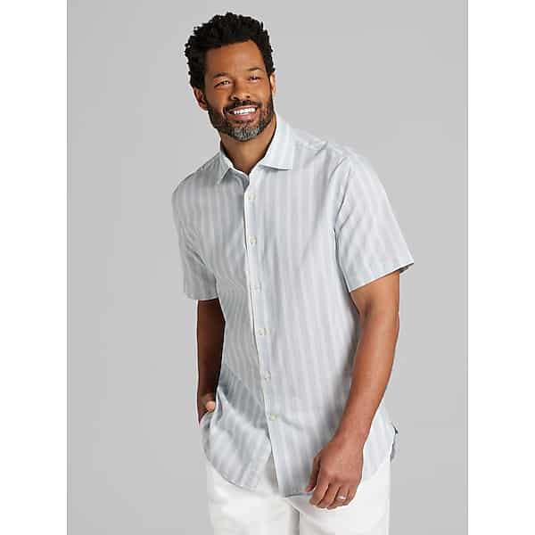 Joseph Abboud Big & Tall Men's Modern Fit Cotton Button Up Shirt Light Blue/White - Size: 3X TMW6BH750393