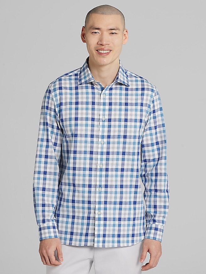 Joseph Abboud Big & Tall Men's Modern Fit Button Up Shirt , Blue